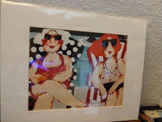 SURFER GIRLS SIGNED PRINT 14" x 11" WITH THE MAT