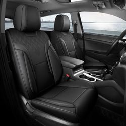 FEINEPRO Black *Front 2* Car Seat Covers Universal PU Leather