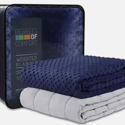 Degrees of Comfort Weighted Blanket 8 Pounds With 2 Duvet Covers for Hot And Cold Sleeper 41”x60” Navy Blue
