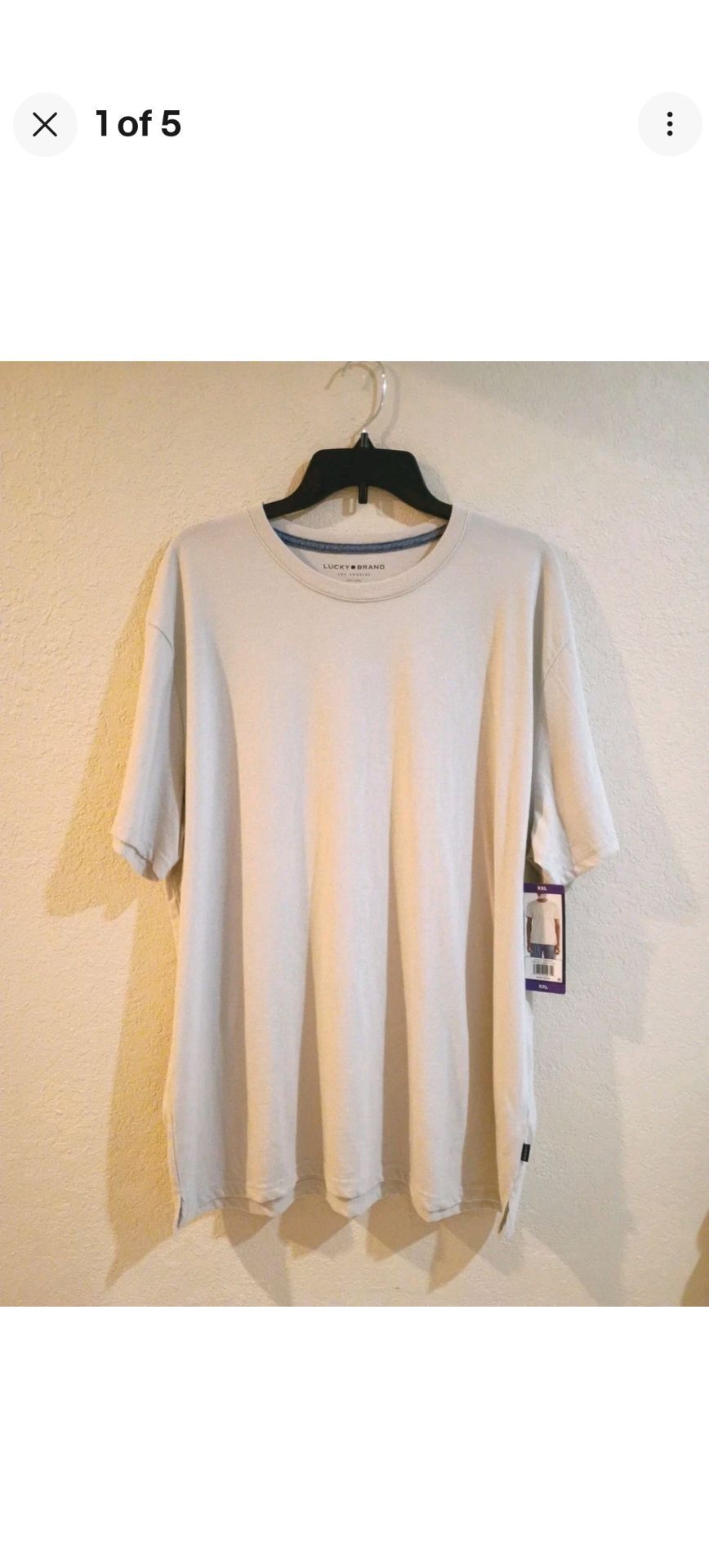 Lucky Brand Crewneck Ribbed Collar Short Sleeve Jersey Tee (Lunar Rock, XXL)
