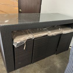 Patio Furniture Bar Table With 8 Barstools 