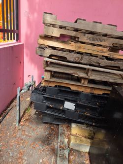 Wood and plastic pallets