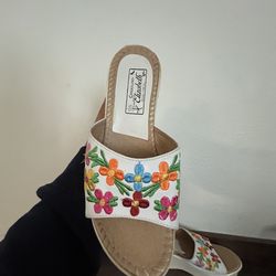 White floral wedges
