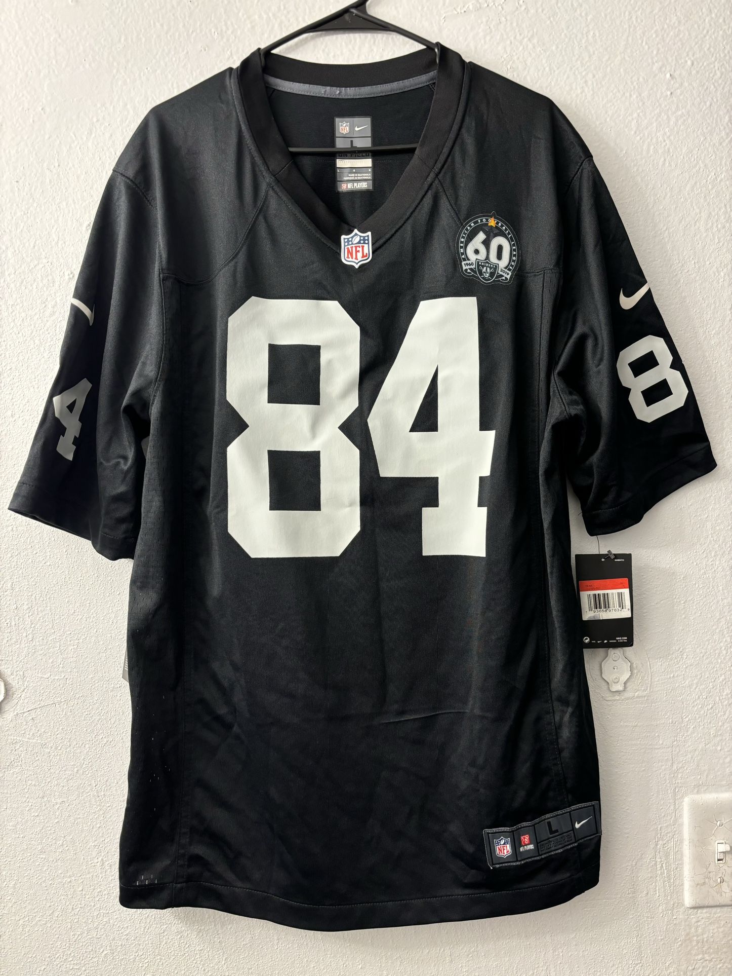 Nike Las Vegas Raiders NFL #84 Antonio Brown 60th Anniversary Patch On-Field Jersey Size Large