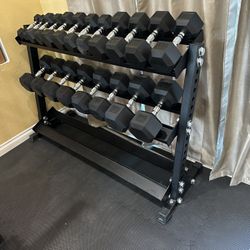 5-50lbs Dumbbells w/Rack 