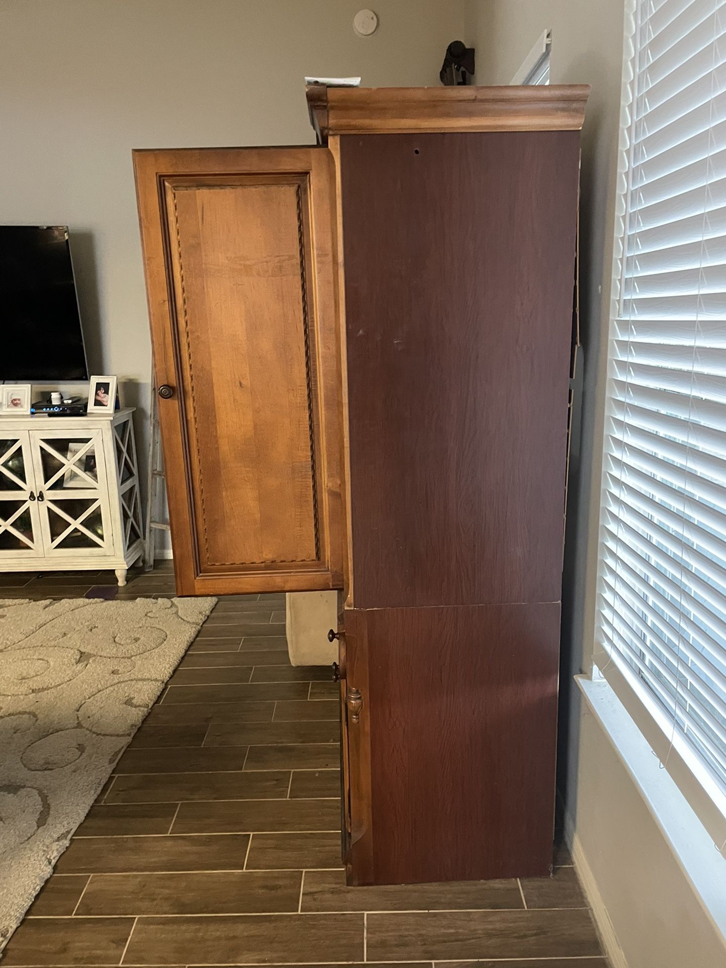  Armoire TV Stand With Two Bookshelves 