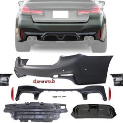 17-20 BMW 5-Series (G30) CS Style Rear Bumper Conversion w/ Diffuser