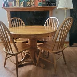 Oak Table and 4 Oak Chairs