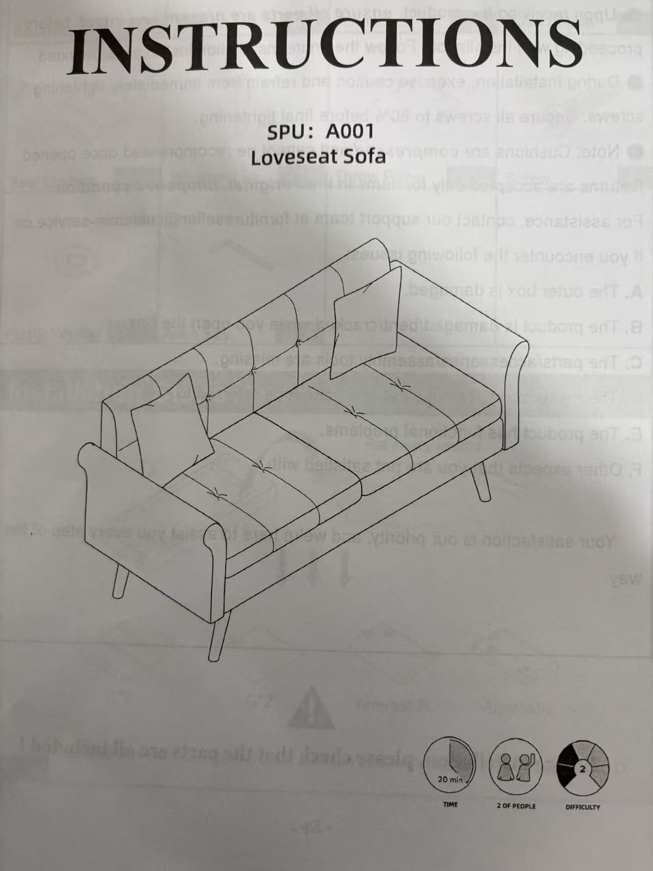 N-Small Sofa, Soft Small Couch with 2 Pillows, Comfy Love Seat Couches, Tool-Free Setup Loveseat Sofa, 700lb Load Sofas for Living Room, Cozy Couches 