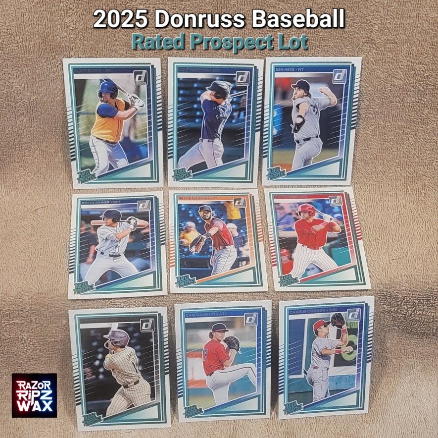 2025 DONRUSS RATED PROSPECT LOT of 27 DIFFERENT BASEBALL TRADING CARDS * FREE SHIPPING