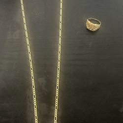 Gold Chain & Nugget Ring (Read Description)