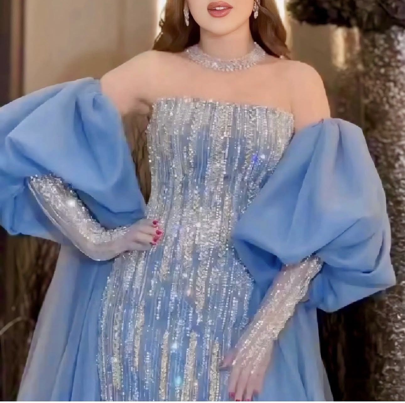 Baby Blue Color Long Dress