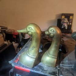 Antique Brass Duck Bookends