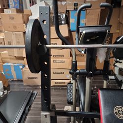 Gold Gym Flat Bench and Weights