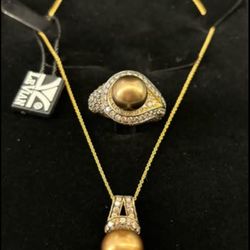 LE VIAN BROWN DIAMONDS/WISDOM PERL 14kt Set