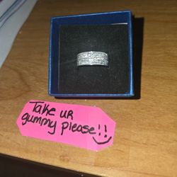 Size 6 White Sapphire Band  Sterling Silver Very Beautiful