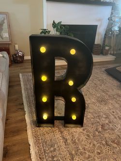 Large Black Marquee Letter R with Lights