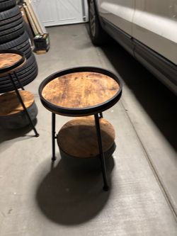 Round 2-Tier Industrial Side Table