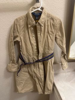 Polo Ralph Lauren Belted Cotton Chino Shirtdress Kids Dress Size 5