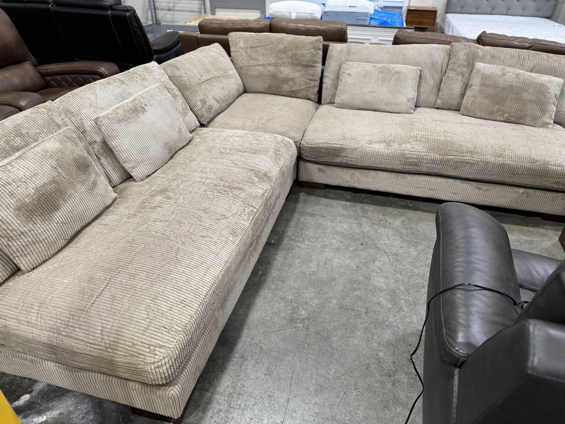 108" Corduroy Soft And Cozy Sectional Sofa, Couches, Camel $450