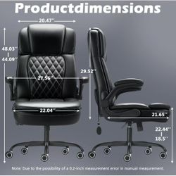 450LBS Big and Tall Executive Office Chair with Flip up Arm, Heavy Duty PU Leather Computer Desk Chair,Comfortable High Back Swivel Home Office Chair