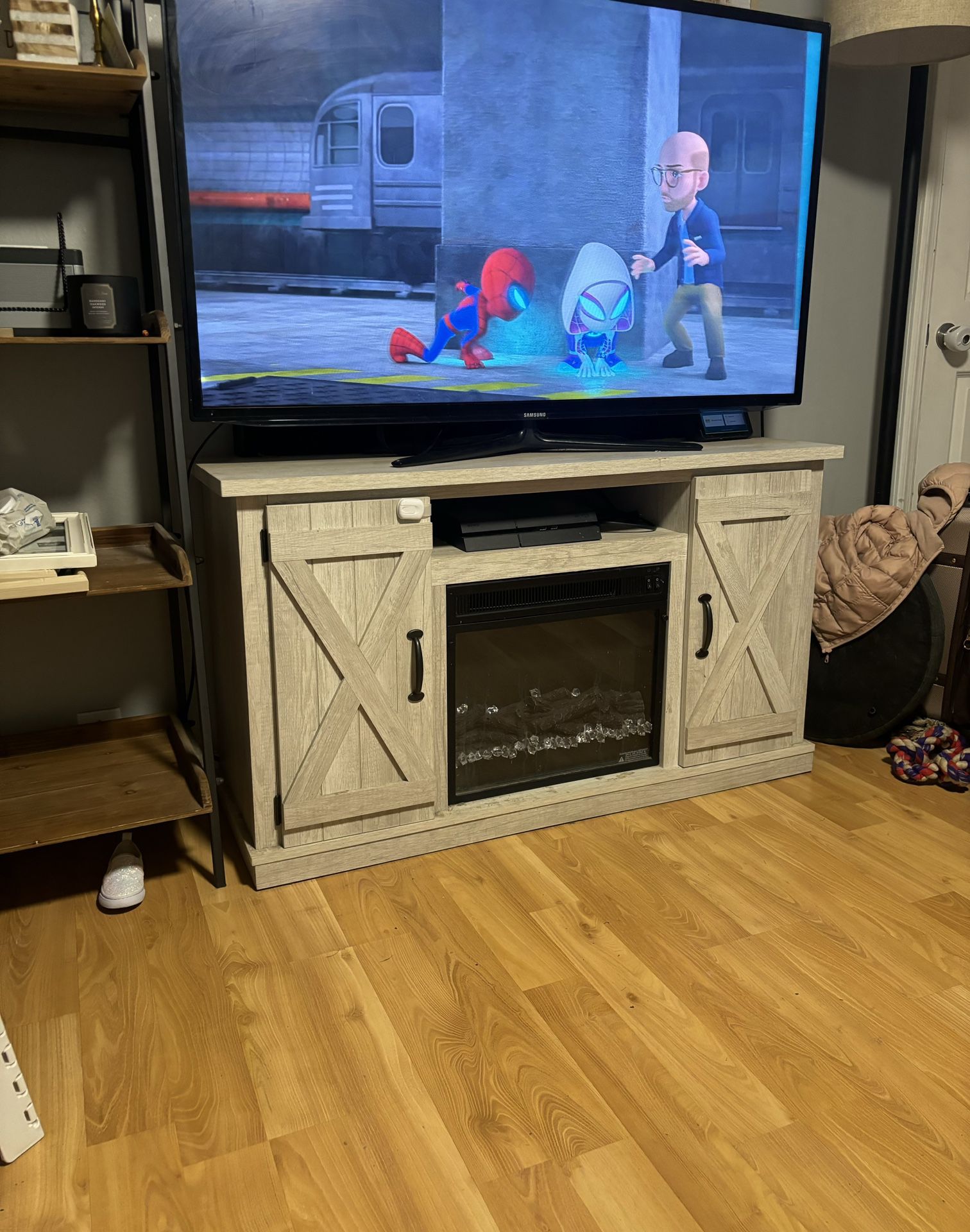 Gray Fireplace TV stand