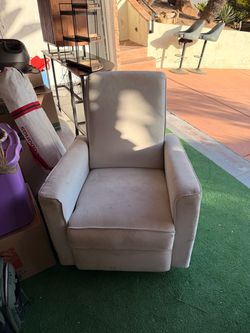 Beige Upholstered Recliner  rocking Armchair