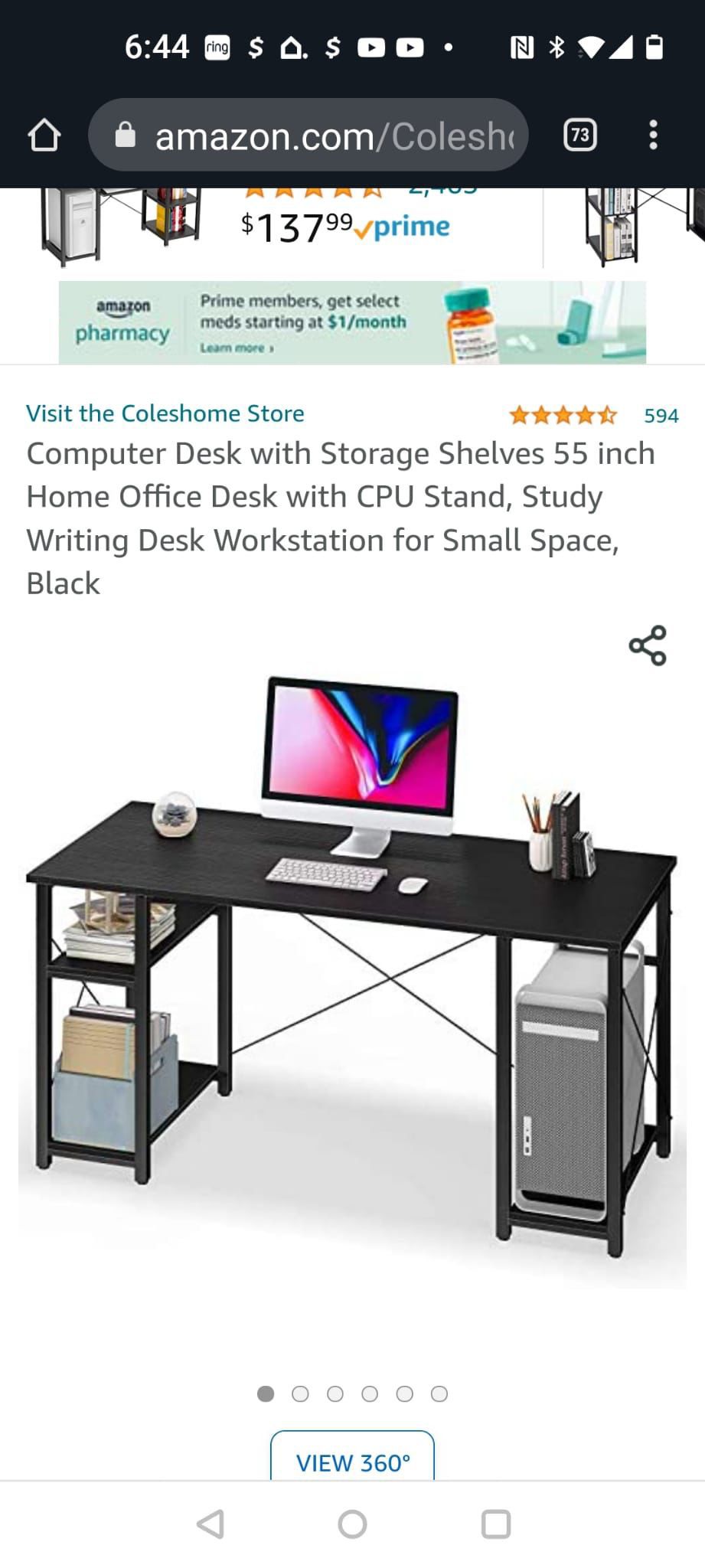 Computer Desk With Storage Shelves 55 Inch Home Office Desk With CPU Stand Study Written Desk Workstation 