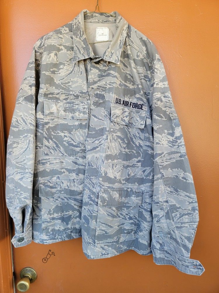 US Air Force Camouflage Military Army Utility Combat Jacket button-up shirt 42 long