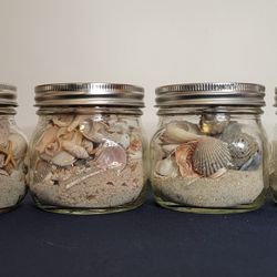 4  Small Beach Shell Mason Jars