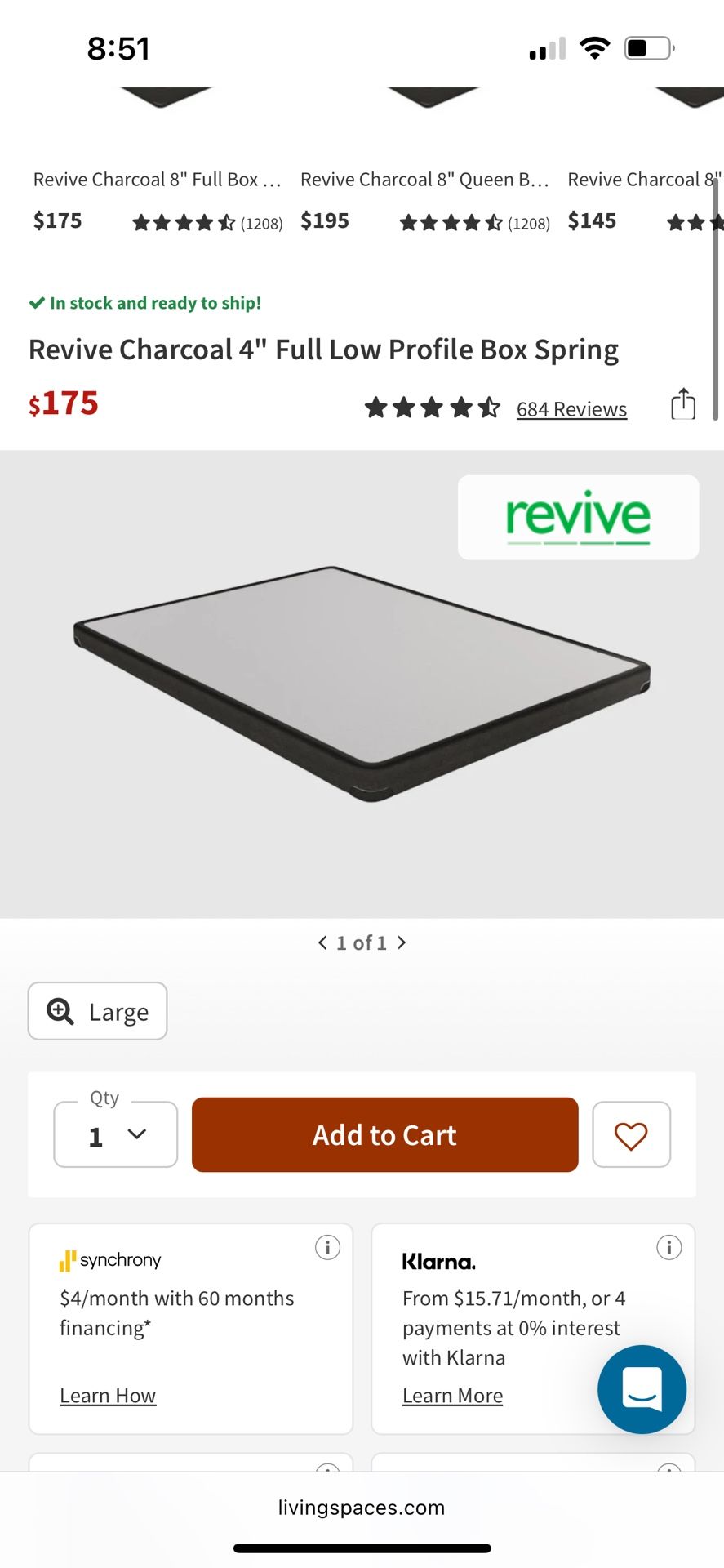 Box Spring Low Profile Size Full Brand New