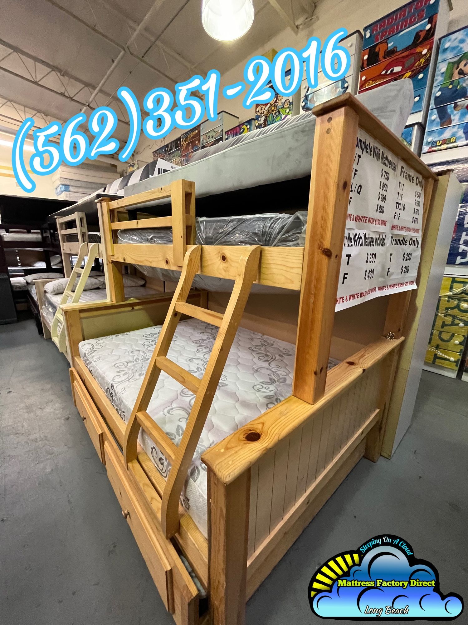 Triple Natural Bunk Bed With Trundle New Colchones