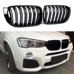 F25 Grille, ABS Front Replacement Kidney Grill for X3 Series F25 15-17 X4 Series F26 Gloss Black