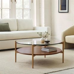 Mid-Century Art Display Round Coffee Table (34"–42")