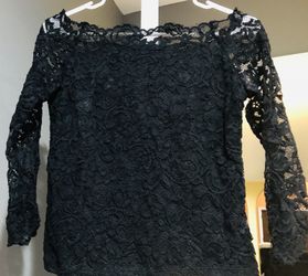 Laced Long Sleeve Black Blouse