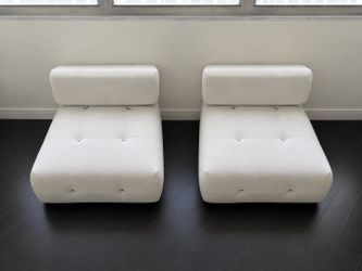 Modern White Armless Accent Chairs (Set of 2)