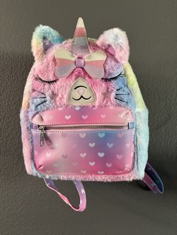 Girls Fluffy Unicorn Backpack