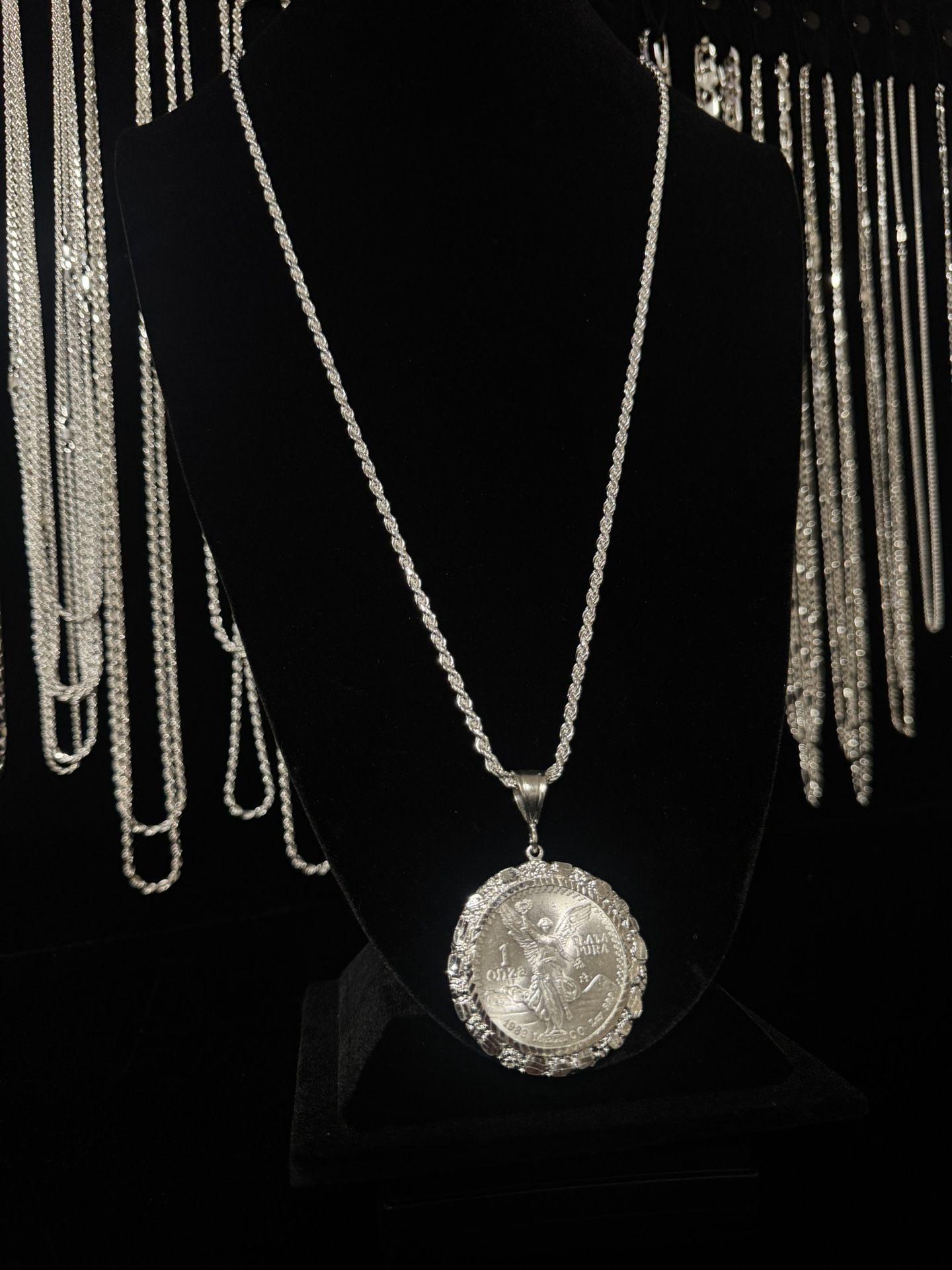 Original Silver Centenario With Rope Chain 