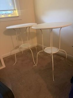 White Metal Accent Tables Set of 2