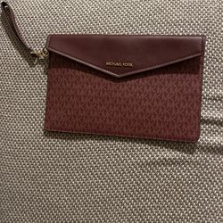 Michael Kors Burgandy Clutch Wristlet