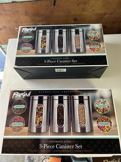 PARINI 3-piece Stainless Steel Storage Canister Set (New). 180oz Total Storage