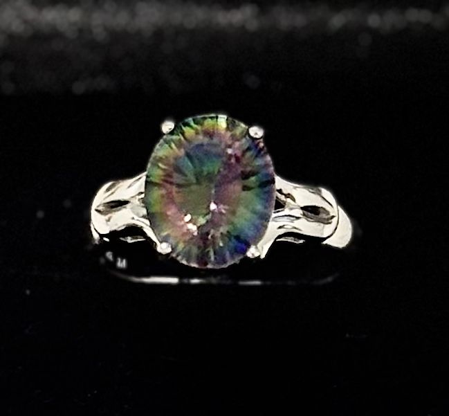 14 KT Mystic Topaz Ring  with Earrings 