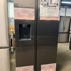 🥶 NEW Samsung - 27.4 cu. ft. Side-by-Side Refrigerator with Large Capacity - Black Stainless Steel