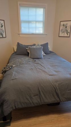 Queen bed set mattress and night tables