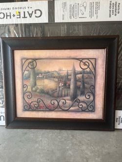 Vintage “Visions of Tuscany II” Framed Art Print on Canvas by E. Vollherbst-Lane