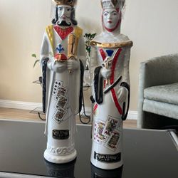 Ezra Brooks 1969King Clubs And Queen Hearts Decanters Empty Bottles