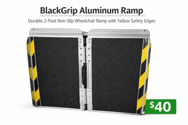 Durable 2‑foot non‑slip aluminum wheelchair ramp