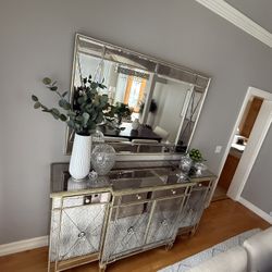 Luxury Mirrored Buffet + Matching Wall Mirror