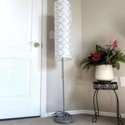 54” Warm Ambience Contemporary Metallic Silver Rice Paper Shade Mainstays Floor Lamp - Home Decor