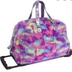 Justice Fluffy Tie Dye Rolling Bag